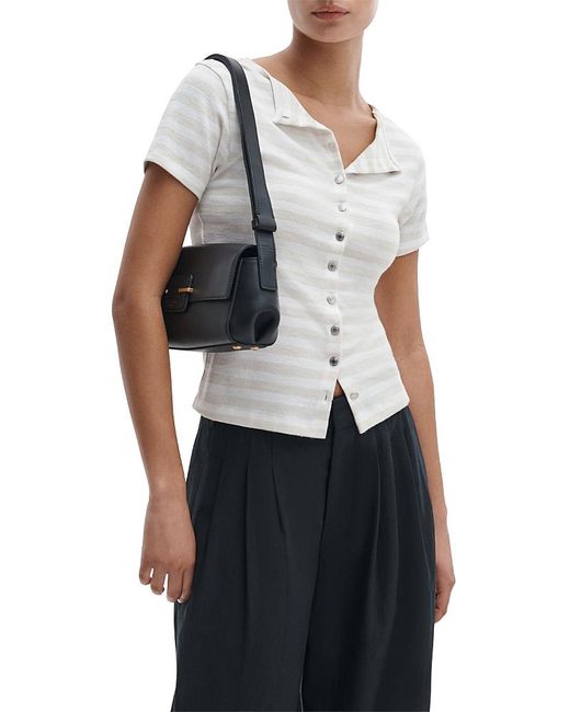 Rag & Bone Gray The Knit Stripe Button Tee