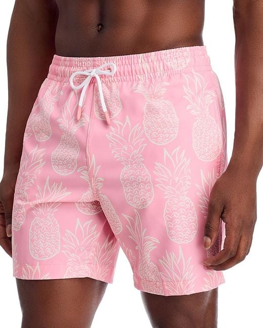 Trunks Surf & Swim Pink Sano Pineapple Print 6.5 Swim Trunks for men