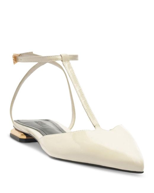 SCHUTZ SHOES White Allure T Strap Flats