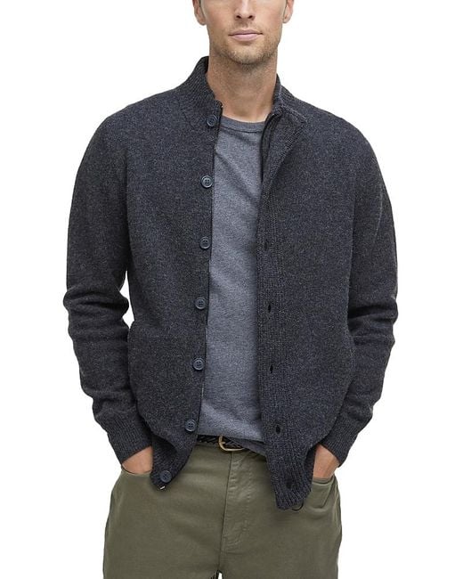 Barbour Blue Elbow Patch Cardigan for men