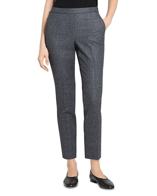 Theory Blue Treeca Pull On Marle Wool Pants