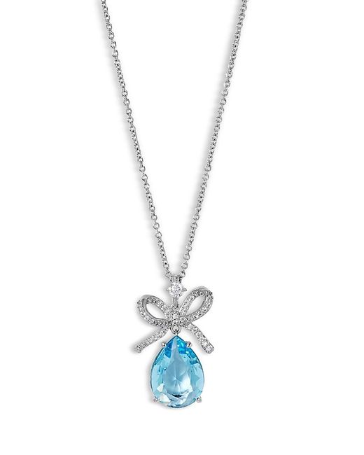 Nadri Blue Macaron Cubic Zirconia Pear Bow Pendant Necklace, 16-18