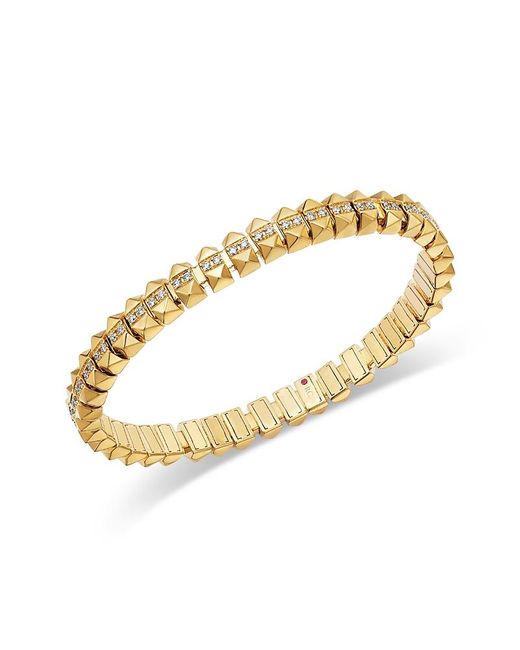 Roberto Coin Metallic 18K Obelisco Diamond Flexible Bangle Bracelet