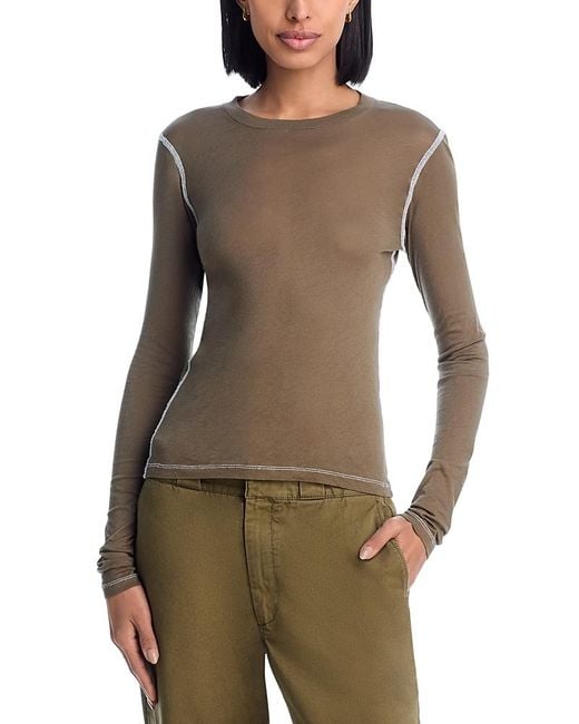 Re/done Brown Semi Sheer Cotton Tee