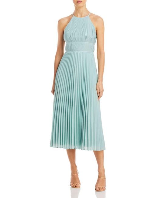 Aidan By Aidan Mattox Synthetic Pleated Halter Midi Dress - Lyst