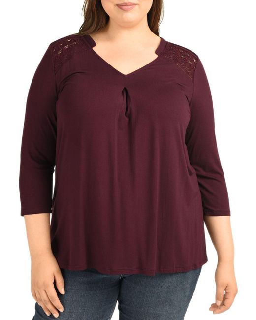 Daniel Rainn Crochet Inset Top in Purple Lyst