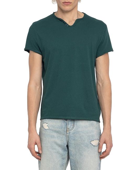 Zadig & Voltaire Green Monastir Split Collar Tee for men
