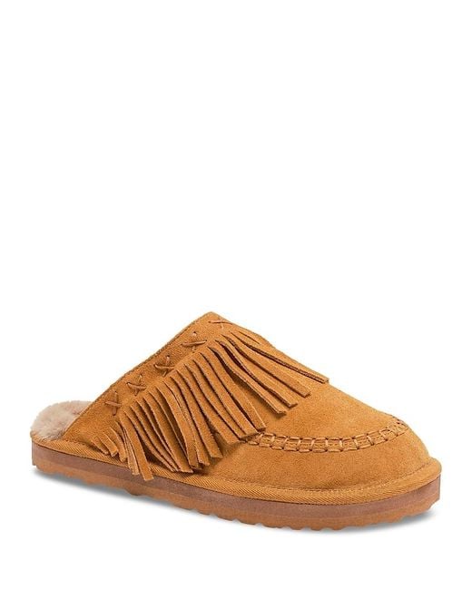 Free People Brown Fallon Fringe Mule Flats
