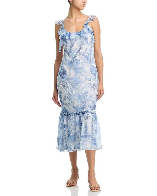 Aqua Women's Blue Seashell Toile Maxi Dress