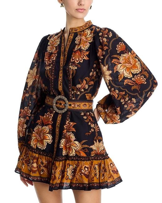 Farm Rio Brown Majestic Garden Mini Dress