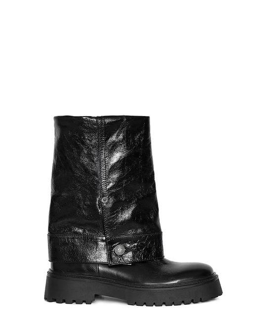Zadig & Voltaire Black Angie Vintage Patent Leather Sleeve Boots