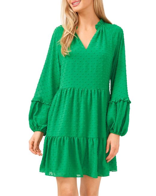Cece Synthetic Clip Dot Ruffled Mini Dress in Green Lyst