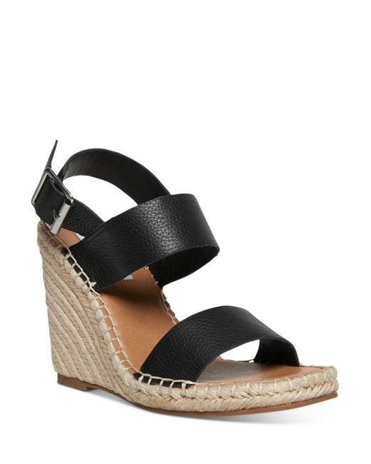 Steve Madden Synthetic Uri Slingback Espadrille Wedge Sandals in Black