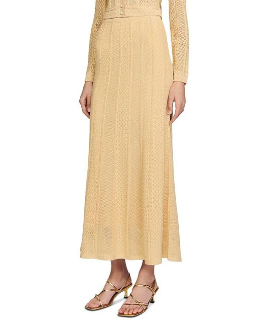 Sandro Natural Pointelle Knit Maxi Skirt