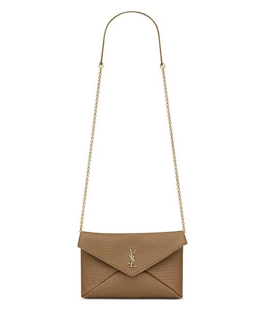 Saint Laurent White Cassandre Chain Pouch