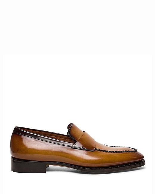 Santoni Brown Pierce Loafers for men