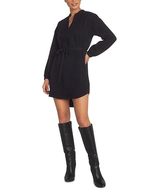 Bella Dahl Black Long Sleeve Belted Mini Dress