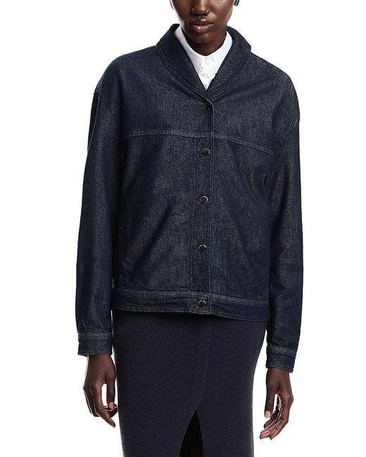 Emporio Armani Blue Dark Denim Jacket With Rolled Collar