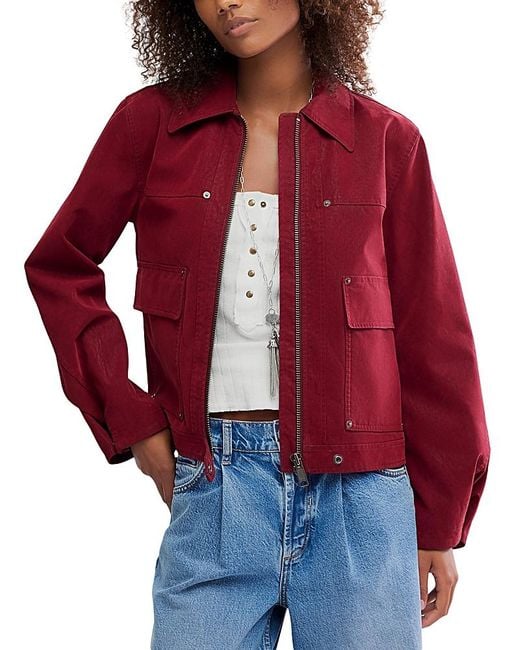Free People Red Blair Faux Suede Jacket
