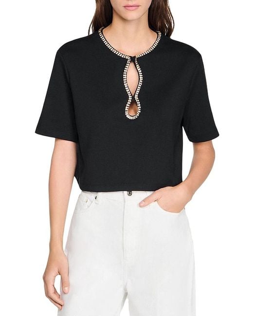 Sandro Black Cropped Tee