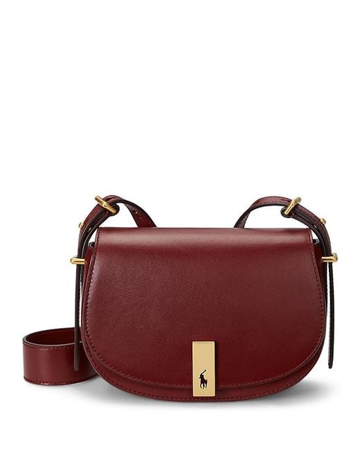 Polo Ralph Lauren Polo Id Mini Leather Saddle Bag in Red | Lyst