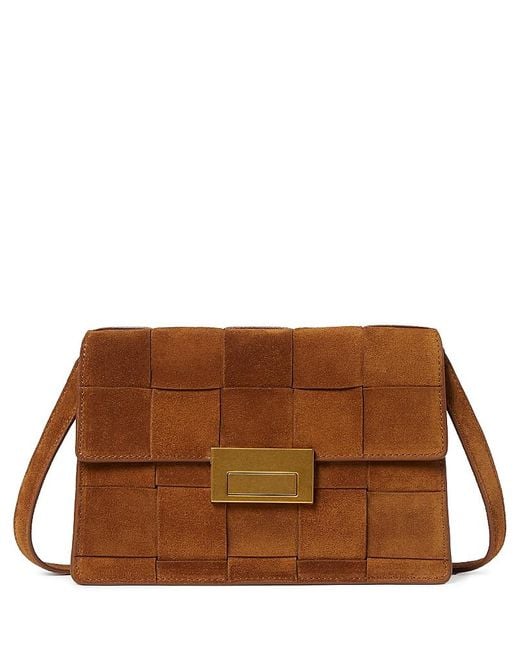 Loeffler Randall Brown Woven Suede Foldover Crossbody Bag