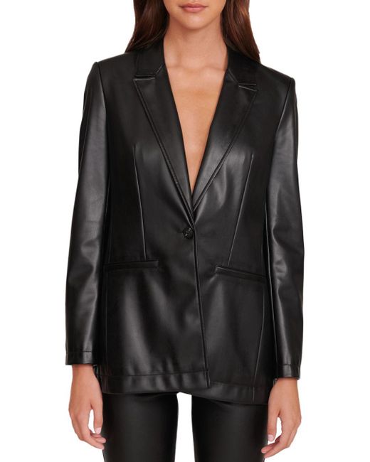STAUD Madden Faux Leather Blazer in Black Lyst