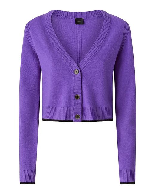 Pinko Women's Purple Stromboli Wool Cashmere V Neck Cardigan Sweater