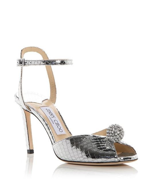 Jimmy Choo Metallic Sacora 85 Embellished High Heel Sandals