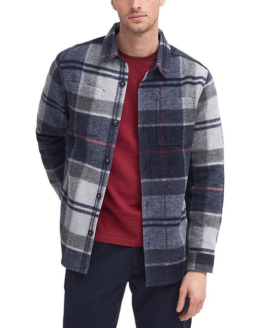 Barbour Blue Chapter Check Tailored Fit Button Down Overshirt for men