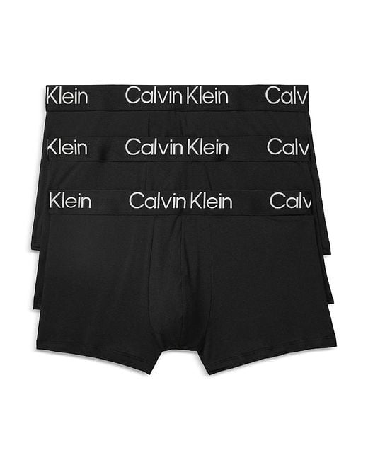 Calvin Klein Black Ultra Soft Modern Trunks, Pack Of 3 for men