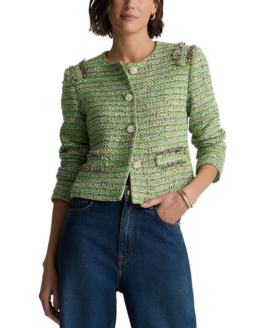 St. John Green Stripe Tweed Jacket