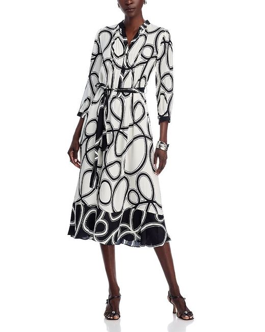 Tahari White The Mila Dotted Midi Dress