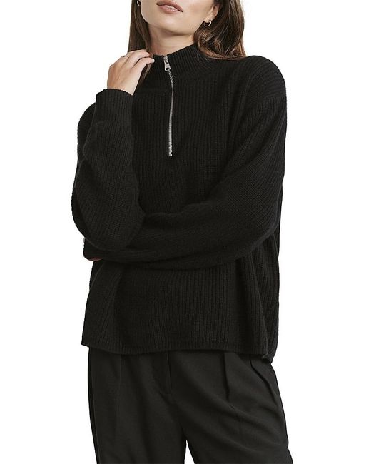 Jenni Kayne Black Cashmere Half Zip Sweater