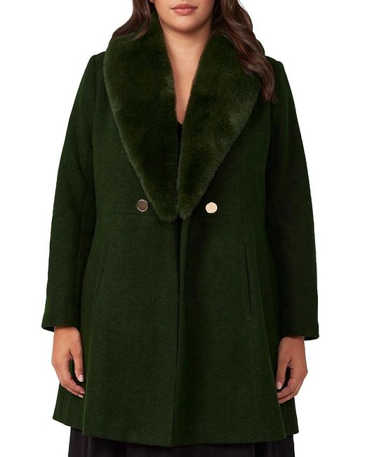 Estelle Green Grammys Faux Fur Trimmed Coat