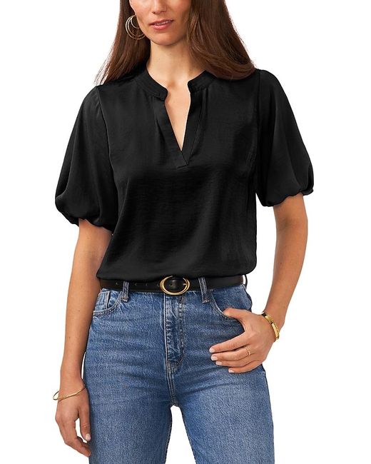 Vince Camuto Black Quarter Puff Sleeve Top