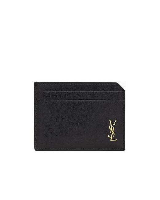 Saint Laurent Black Tiny Cassandre Open Card Case for men