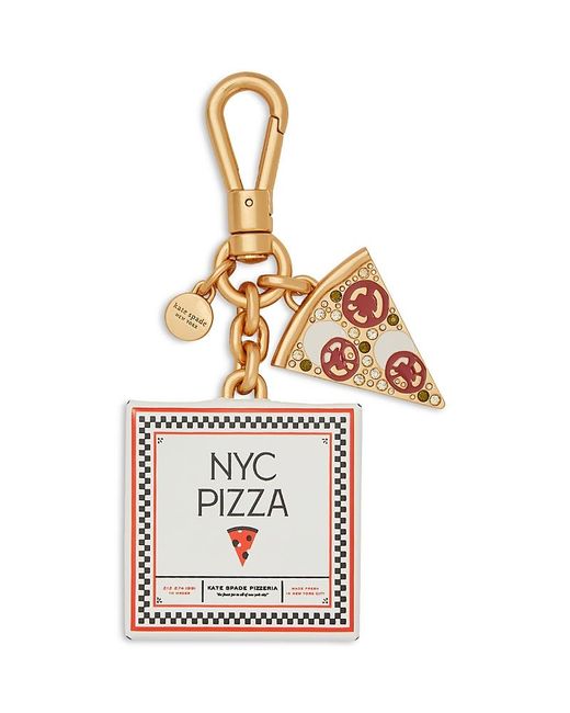Kate Spade White Slice Embossed Leather Key Fob