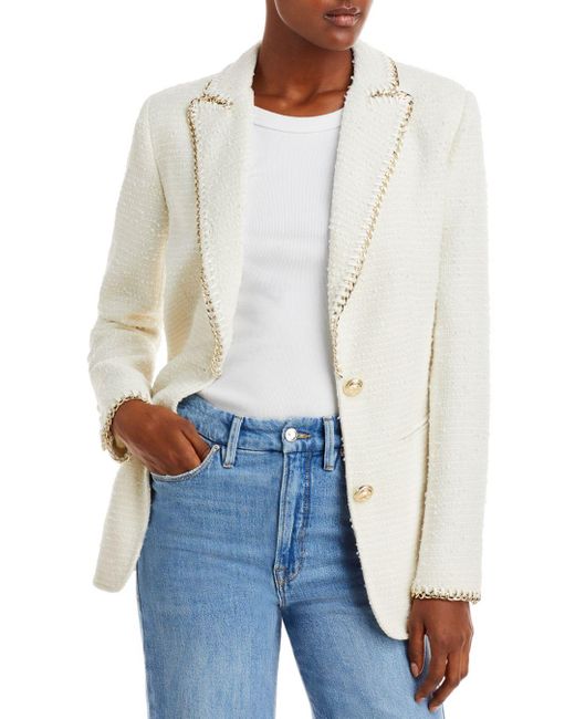 retroféte Elfie Chain Link Tweed Blazer in White Lyst