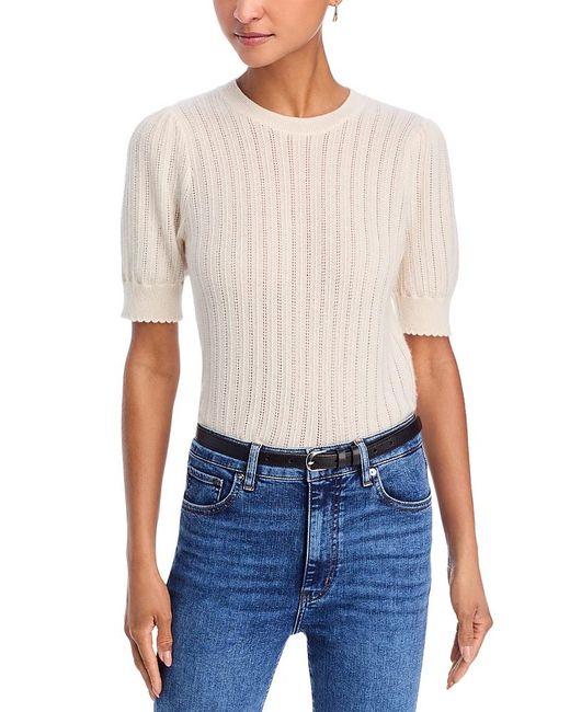 FRAME Blue The Ladder Cashmere Pointelle Sweater