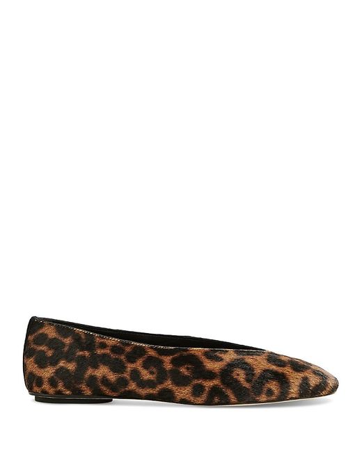 Reformation Brown Prudence Leopard Print Calf Hair Ballet Flats