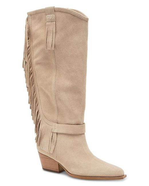 Free People Faith Fringe Western Boots in Natural | Lyst