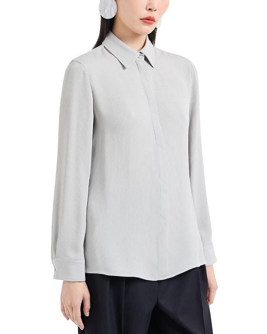 Emporio Armani Gray Cannette Cady Blouse