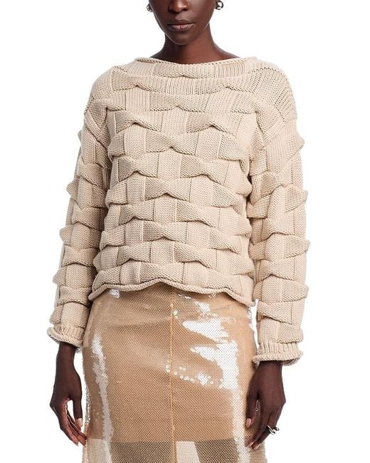 Lafayette 148 New York Natural Lofty Merino Wool Basket Stitch Sweater