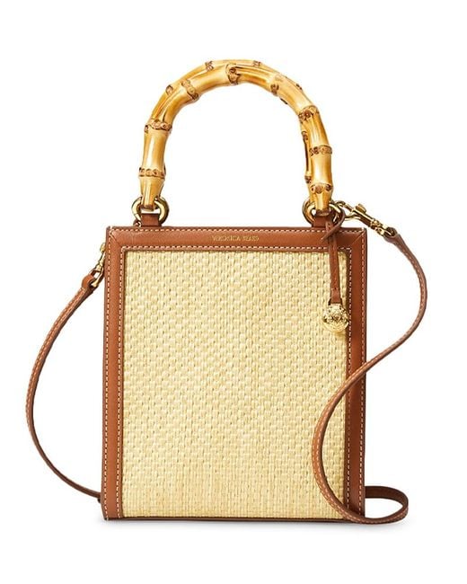 Veronica Beard Metallic Small Raffia Bamboo Shopper Bag