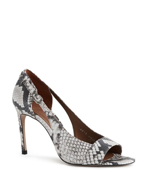 open toe snakeskin heels