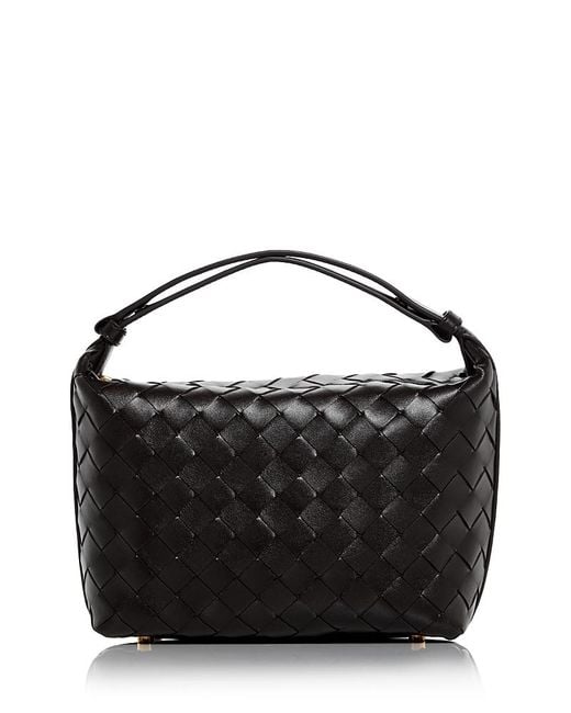Bottega Veneta Black Mini Wallace Intrecciato Leather Top Handle Bag