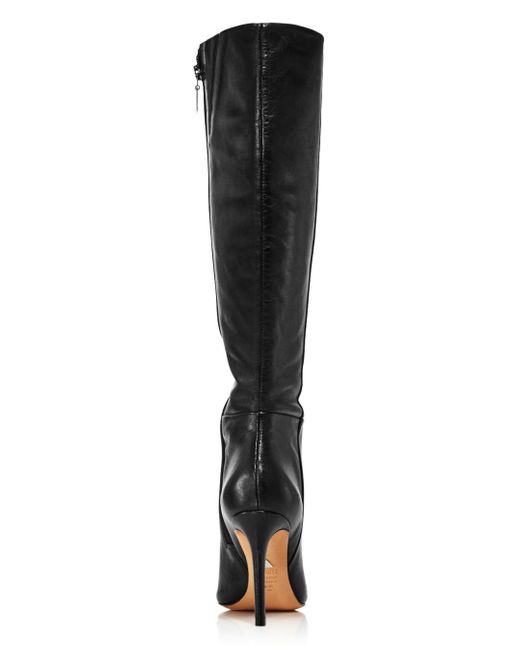 Schutz Magalli Pointed Toe Tall Leather Boots in Black | Lyst