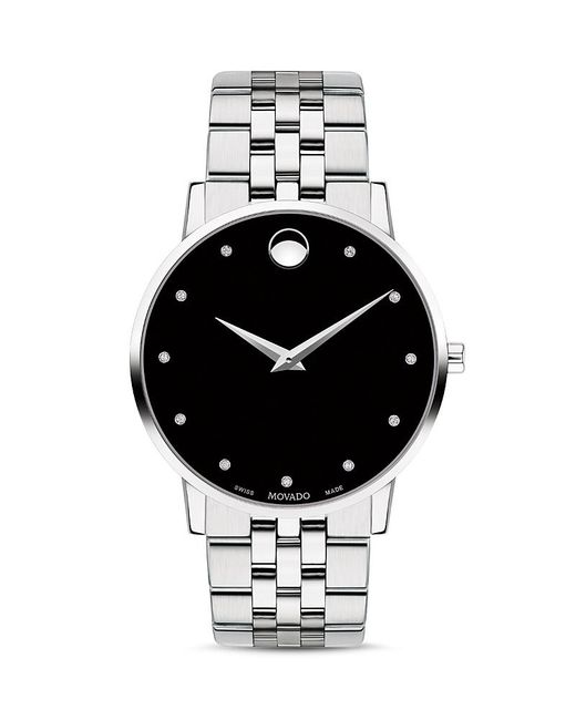 Movado Metallic Museum Classic Stainless Steel Diamond-Index Watch for men