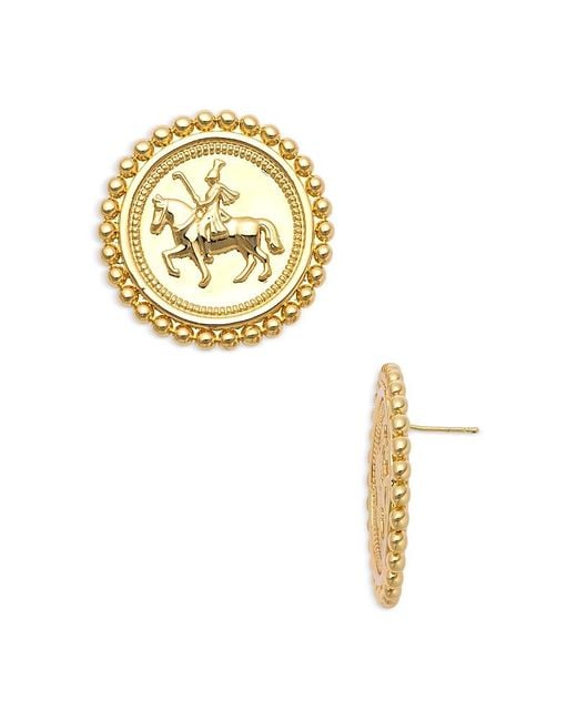 Aqua Metallic Coin Statement Stud Earrings